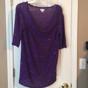 Jaclyn Smith Purple Sequin Sweater